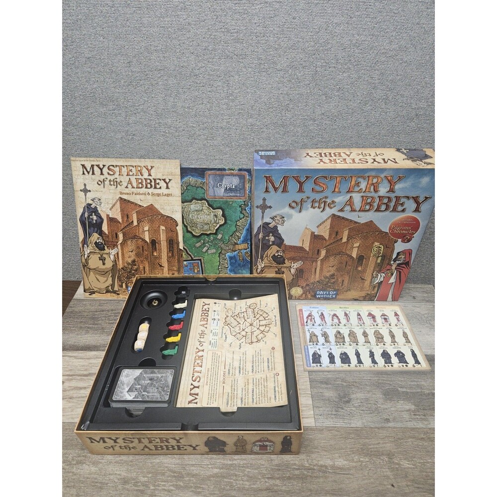 Mystery of the Abbey Board Game + Pilgrims Chronicles Expansion EUC